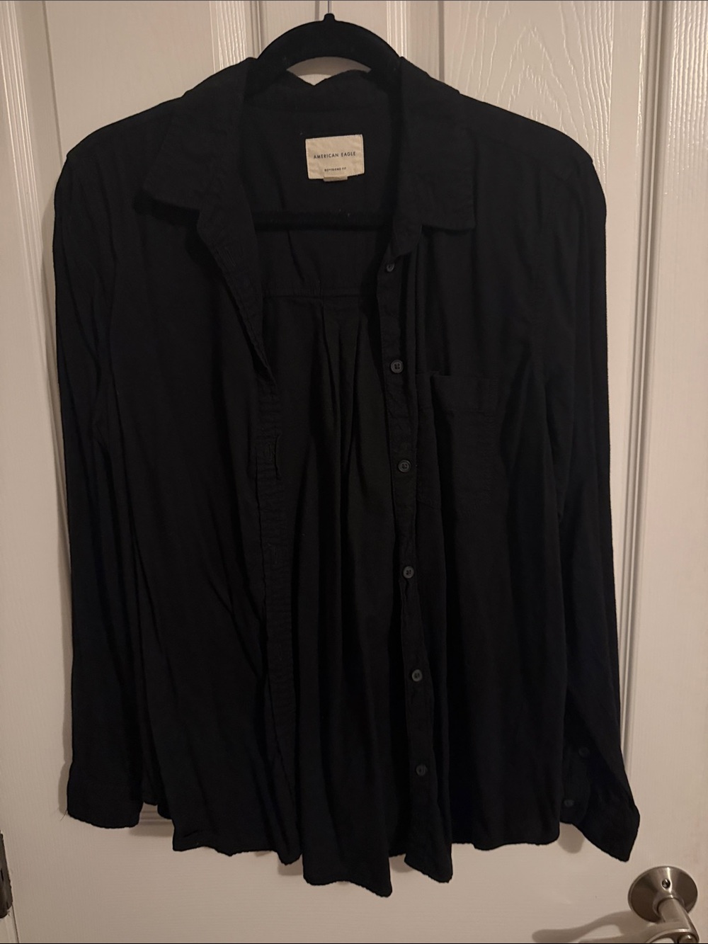 American Eagle Outfitters Black Button-Up Shirt with Pocket